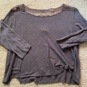 forever 21 long sleeve brown shirt with lace